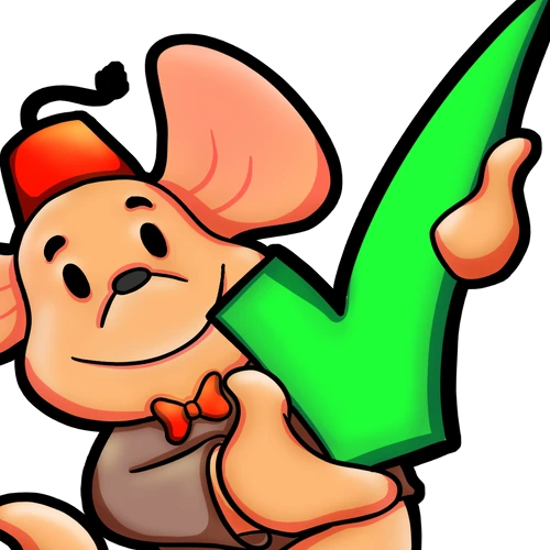 Roo holding a green check mark