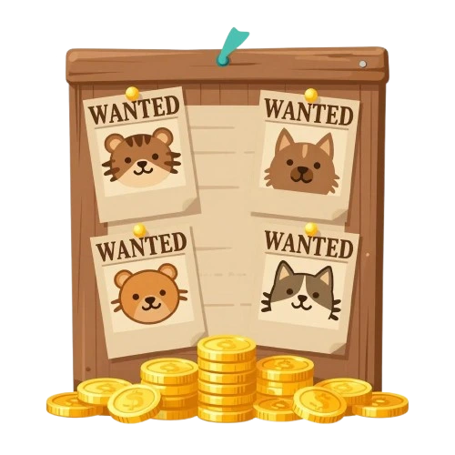 Quest board with bounties on it.